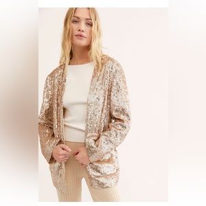 🌟Free People Champagne Sequin Glam Boho Jacket